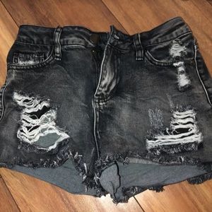 Black hi rise jean shorts